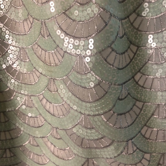 Bebe Mint & Silver Sequins Scalloped Dress - Picture 3 of 5